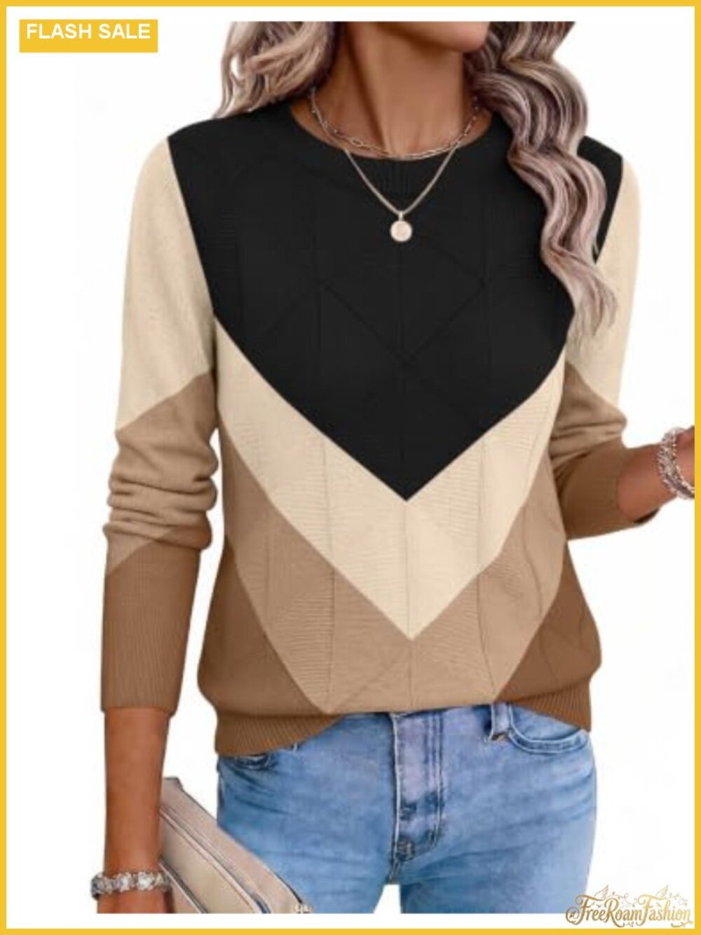 Womens Crewneck Cable Knit Pullover Sweater Long Sleeve Soft Casual